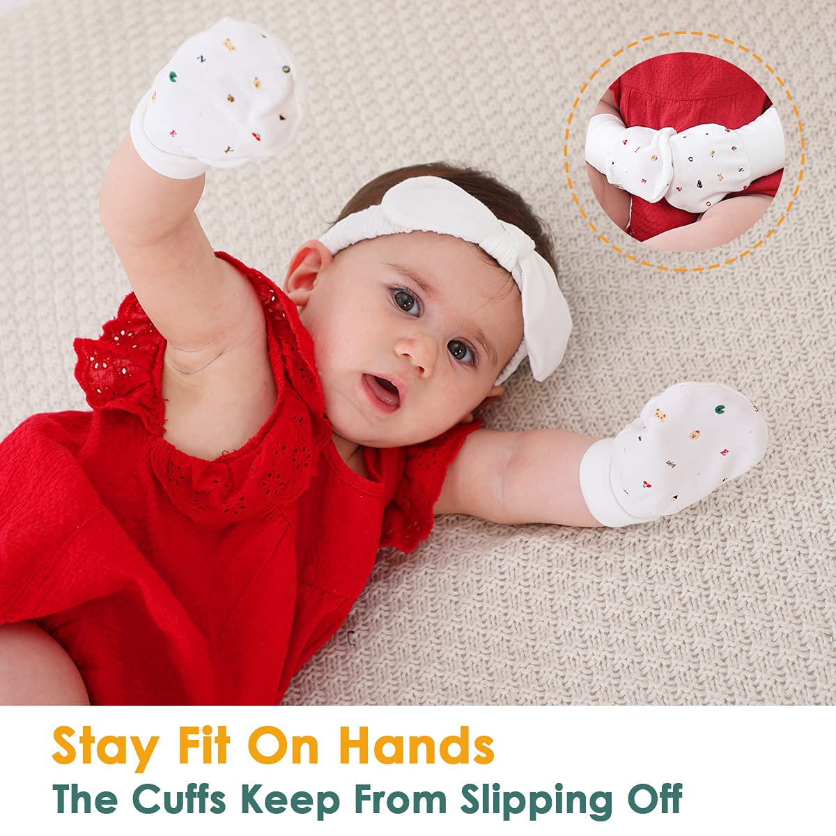 Newborn Baby Mittens Anti Scratch Baby Mittens No Scratch Mittens Baby Gloves for 0-6 Months Boys Girls (6 Pairs-S) - Image 3